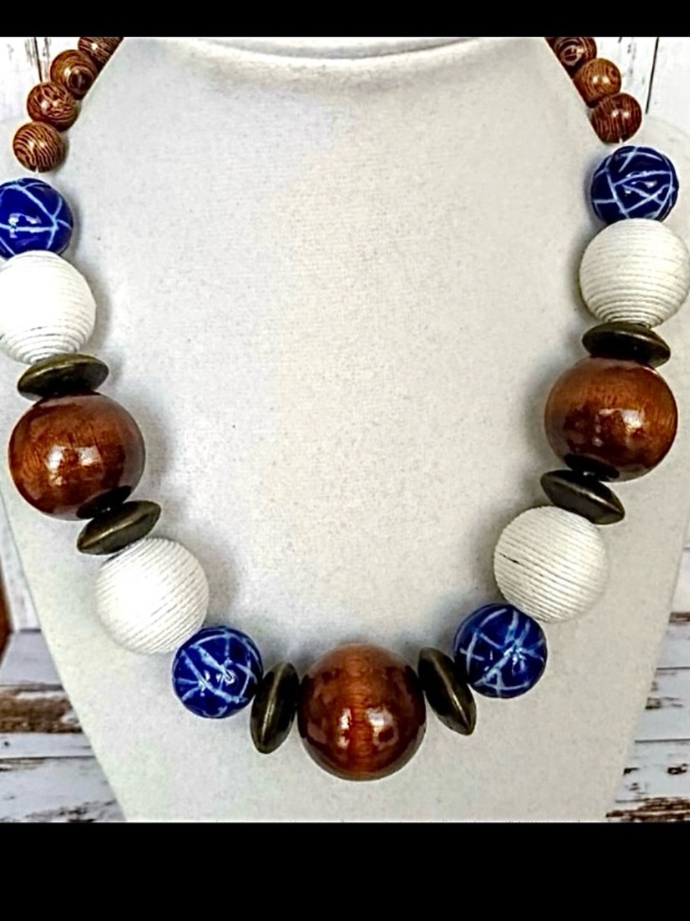 Nautical Breeze Wood & Ceramic Necklace